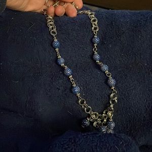 Blue and silver adjustable necklace